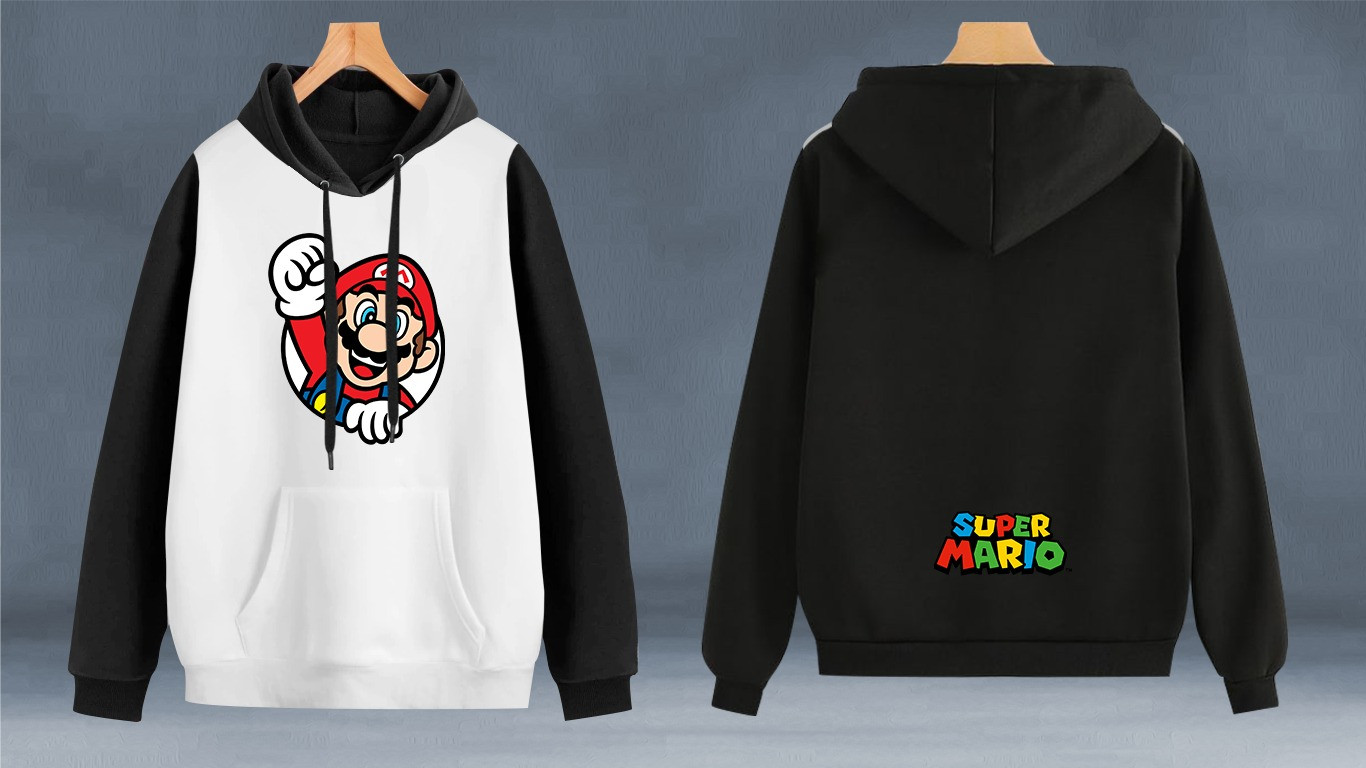 Buzo Buso,hoodies Hombre Mariobros Negro